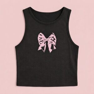 NWT Garage Black Tank Top with Pink Bow